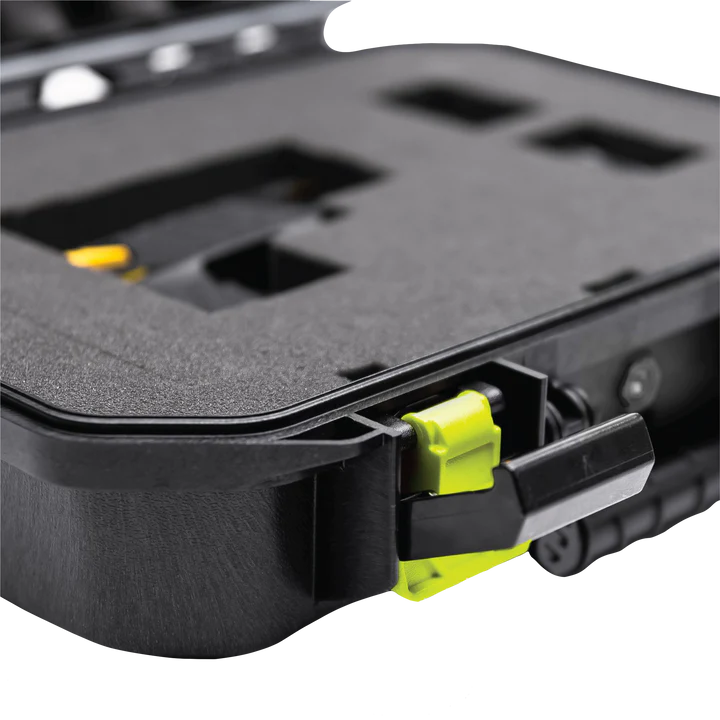 Plano 20600 TASER hard case in black, rear view showing case back and hinge hardware