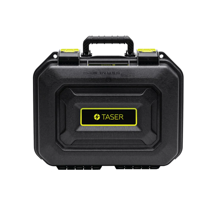 Plano 20600 TASER hard case in black, three-quarter front angle showing exterior finish and handle