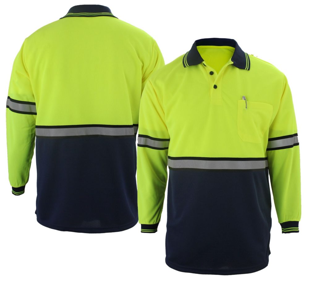 First Class Two-Tone Long-Sleeve Uniform Polo Shirt - Clothing & Accessories