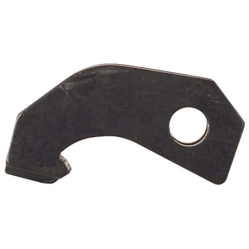 SIG SAUER 1911 OEM replacement sear 1911216-R in matte blued steel, angled detail showing curved body and sear pin hole
