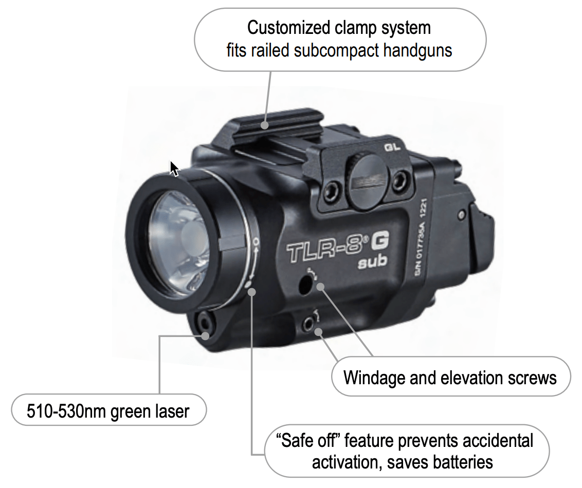 Streamlight TLR-8 G Sub with Green Laser - Sig P365/P365 XL 69437 - Tactical &amp; Duty Gear
