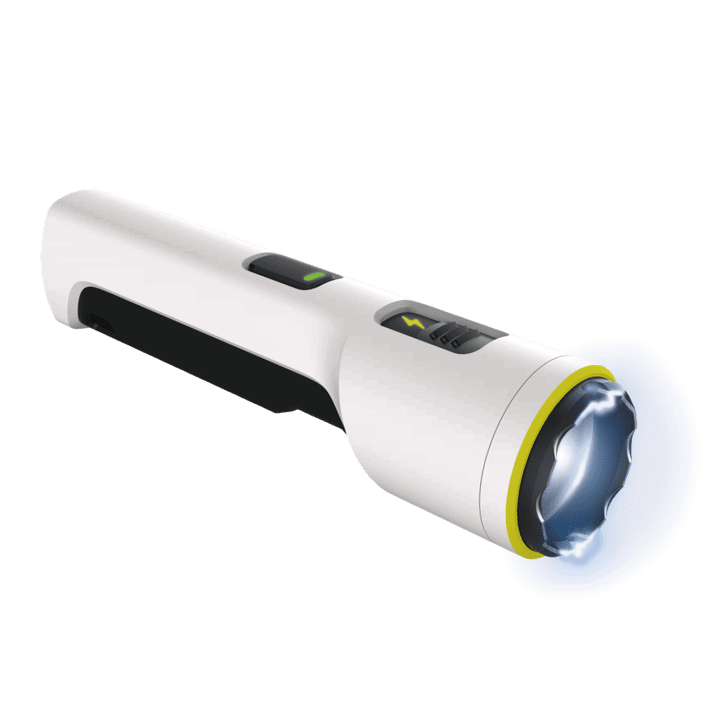 TASER StrikeLight 2 promotional graphic comparing it to ordinary flashlights