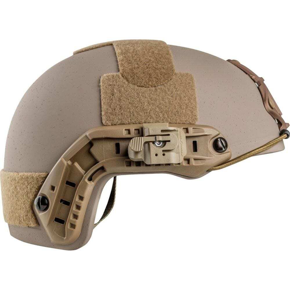 SureFire HL1 HelmetLight Adapter ADPT-HL1-OC in tan mounted to an Ops-Core helmet ARC rail
