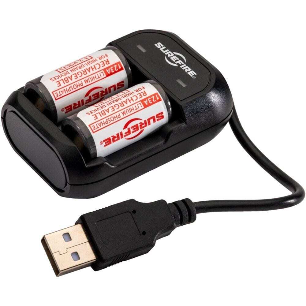 SureFire SFLFP123-KIT 123A rechargeable battery and two-bay charger kit for LED lights