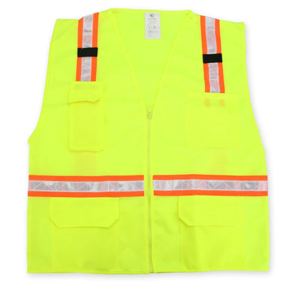 First Class Lime Green Safety Vest with Reflective Stripes - Traffic Vests