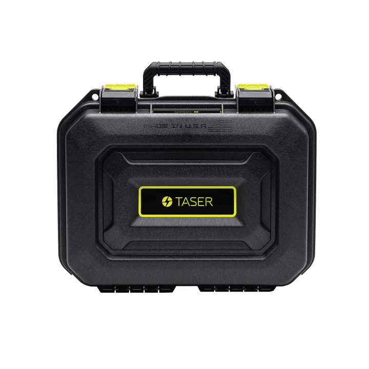 Plano 20600 TASER hard case in black, three-quarter front angle showing exterior finish and handle