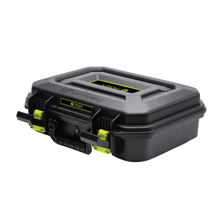 Plano 20600 TASER hard case in black, front view showing dual lockable latch hardware