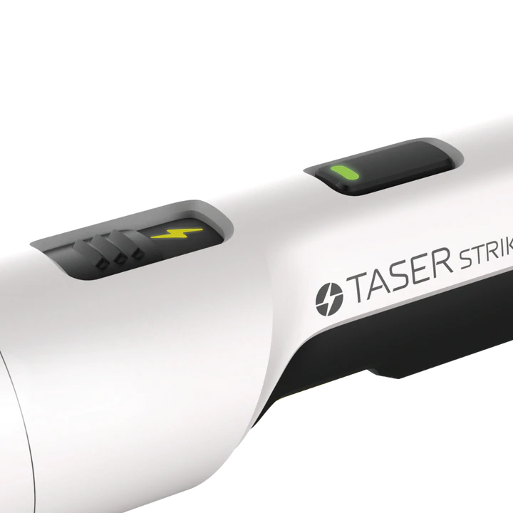 TASER StrikeLight 2 feature callout graphic showing 3-in-1 flashlight capability