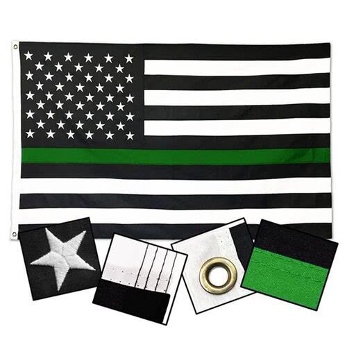 Thin Blue Line Durasleek American Flag Sewn & Embroidered