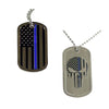 Thin Blue Line Flag or Skull Dog Tag - Clothing &amp; Accessories
