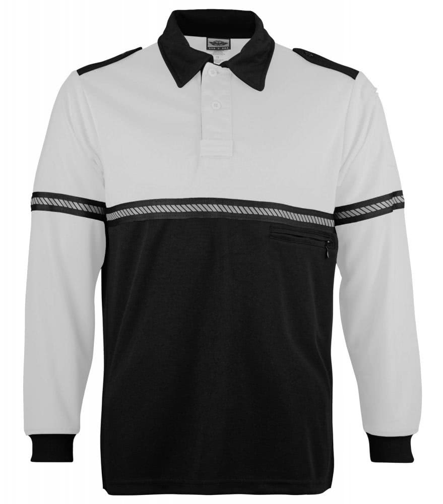Two-Tone Long Sleeve Bike Patrol Uniform Polo Shirt with Reflective Hash Stripes - Bike Patrol Clothing