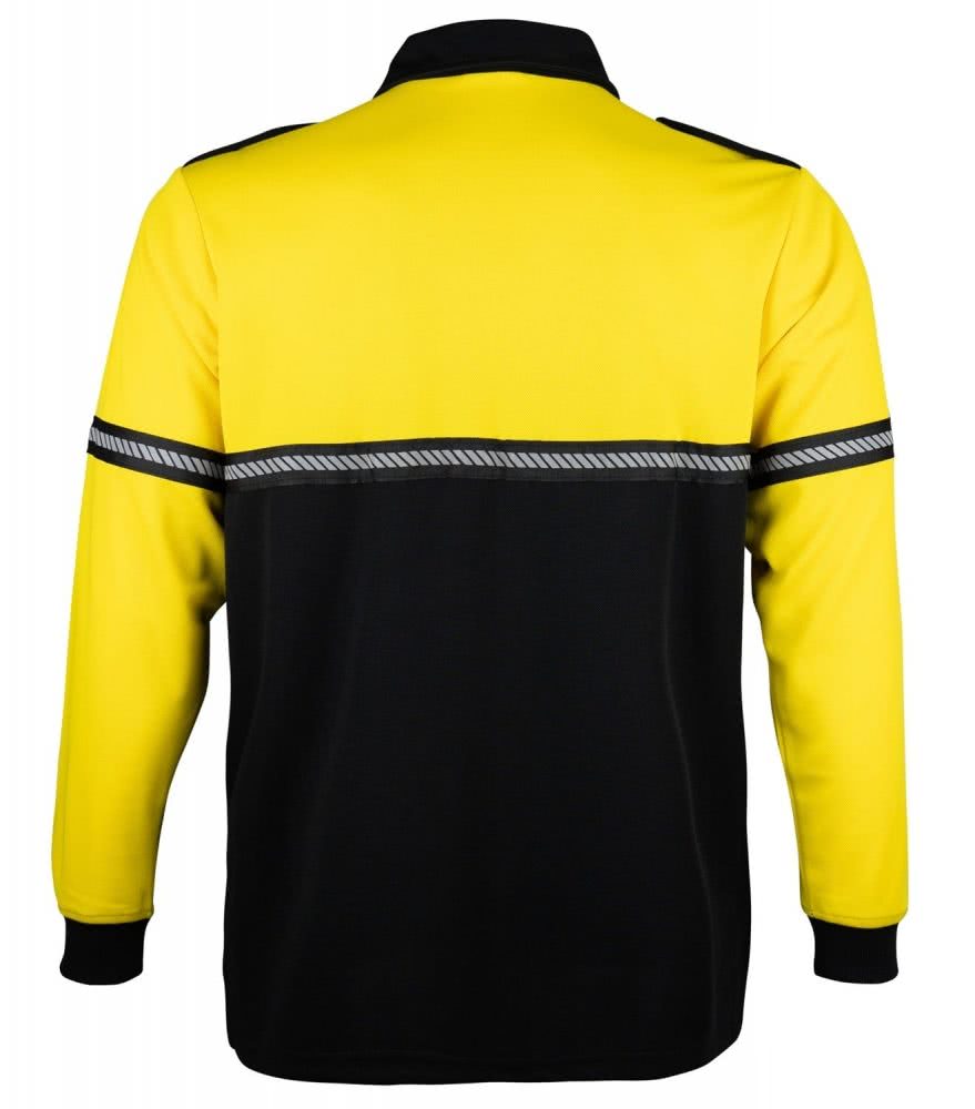 Two-Tone Long Sleeve Bike Patrol Uniform Polo Shirt with Reflective Hash Stripes - Bike Patrol Clothing