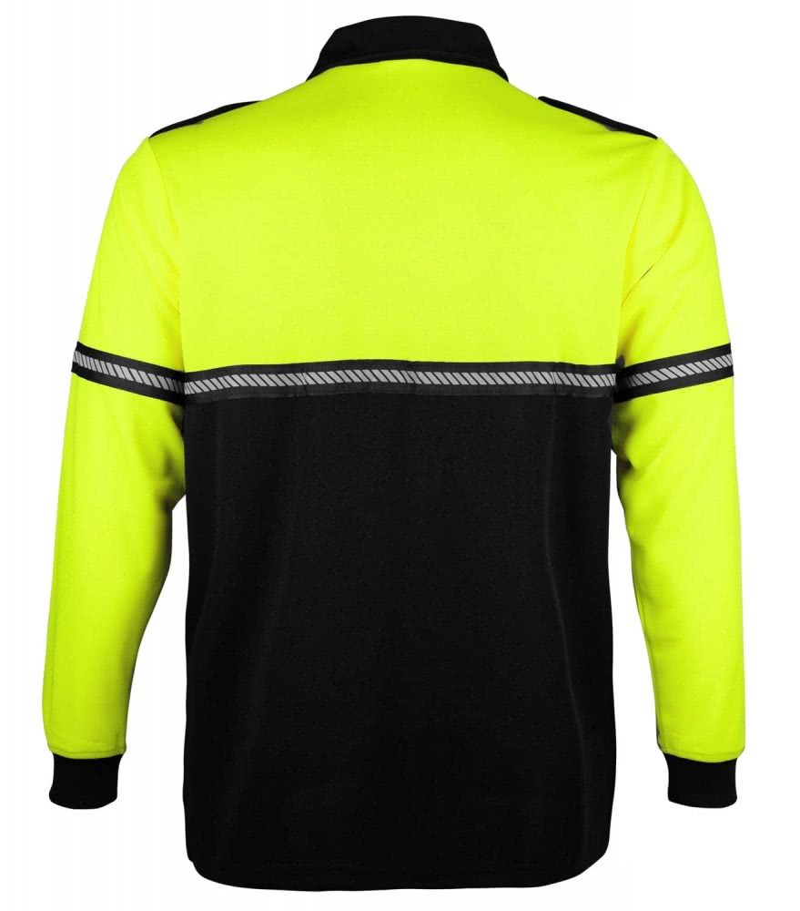 Two-Tone Long Sleeve Bike Patrol Uniform Polo Shirt with Reflective Hash Stripes - Bike Patrol Clothing