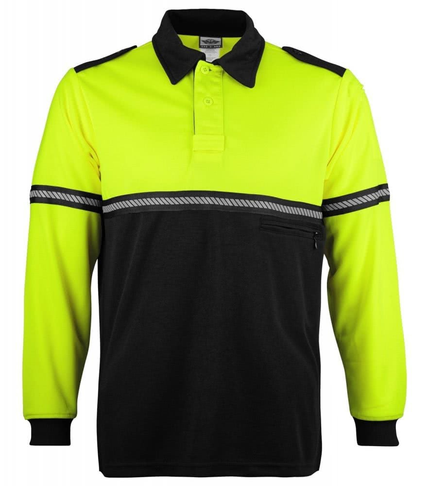 Two-Tone Long Sleeve Bike Patrol Uniform Polo Shirt with Reflective Hash Stripes - Bike Patrol Clothing