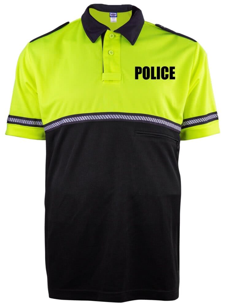Two-Tone Bike Patrol Uniform Polo Shirt with Reflective Hash Stripes - Bike Patrol Clothing