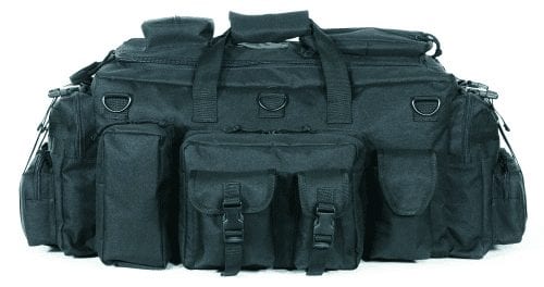 Voodoo Tactical Mini Mojo Load-Out Bag in black, front view showing D-rings, handles, and pockets