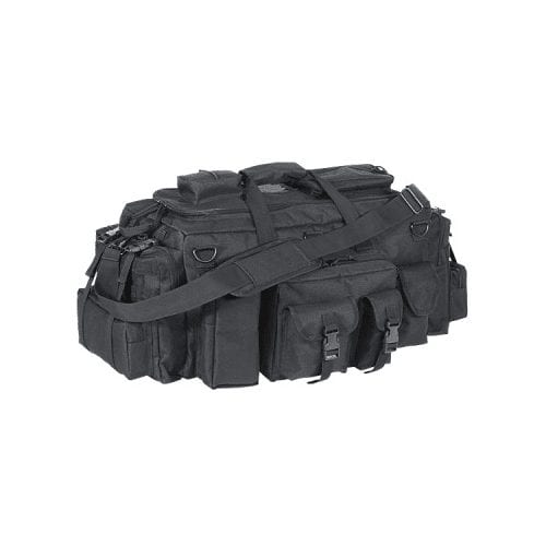 Voodoo Tactical Mini Mojo Load-Out Bag in black, front three-quarter view of pouches