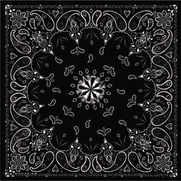 Zan Headgear Bandanna - Black Paisley, Cotton