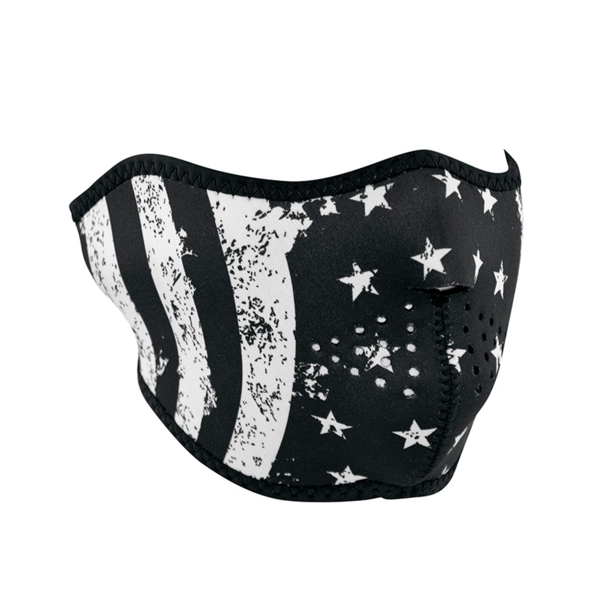 Zan Headgear Neoprene Half-Face Mask - Black and White Flag