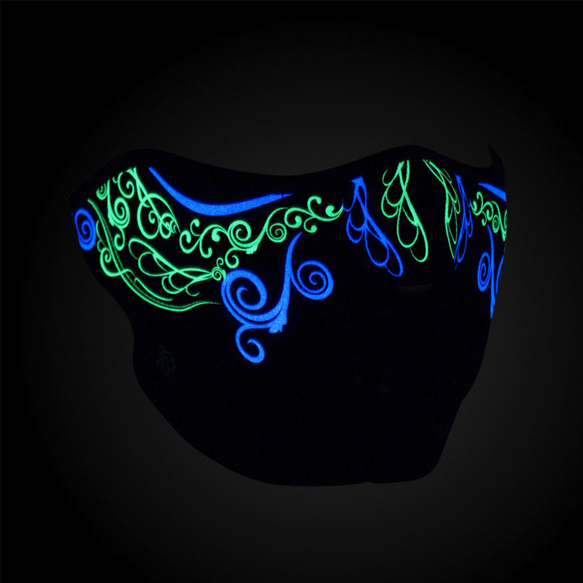 Zan Headgear Neoprene Half-Face Mask - Venetian Glow in the Dark